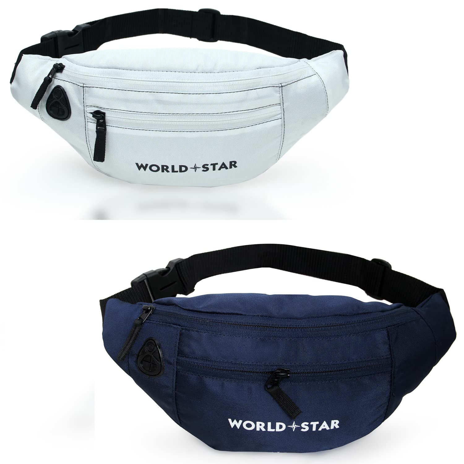 Worldstar Waist Bag for Men & Women, Slim Fanny Pack Casual Sling Shoulder Chest Pack with Adjustable Strap for Walking, Cycling, Running, Hiking Hold Phones, Keys, Cards (White & Blue)-image-33