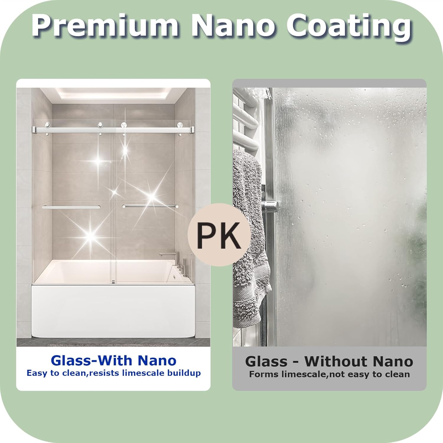 55"-60" W x 60" H Frameless Bathtub Shower Door, Double Sliding Shower Door,5/16"(8mm) Clear Tempered Glass,Easy Sliding Tub Shower Door with Explosion-Proof Film (Brushed Nickel 60" Wx60 H)