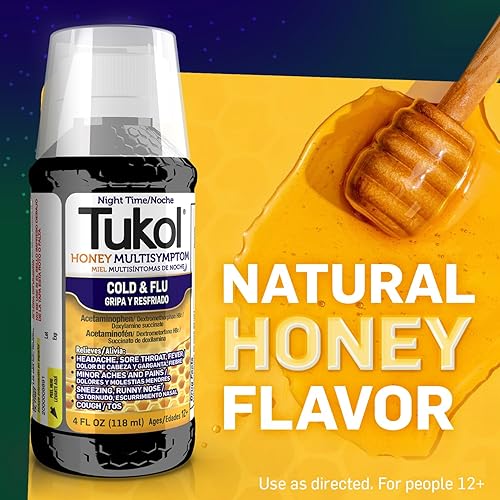 Miniatura 6 de TUKOL Medicamento líquido para la tos para adultos con múltiples síntomas para resfriado y gripe de miel paquete de 2 unidades de 4 onzas