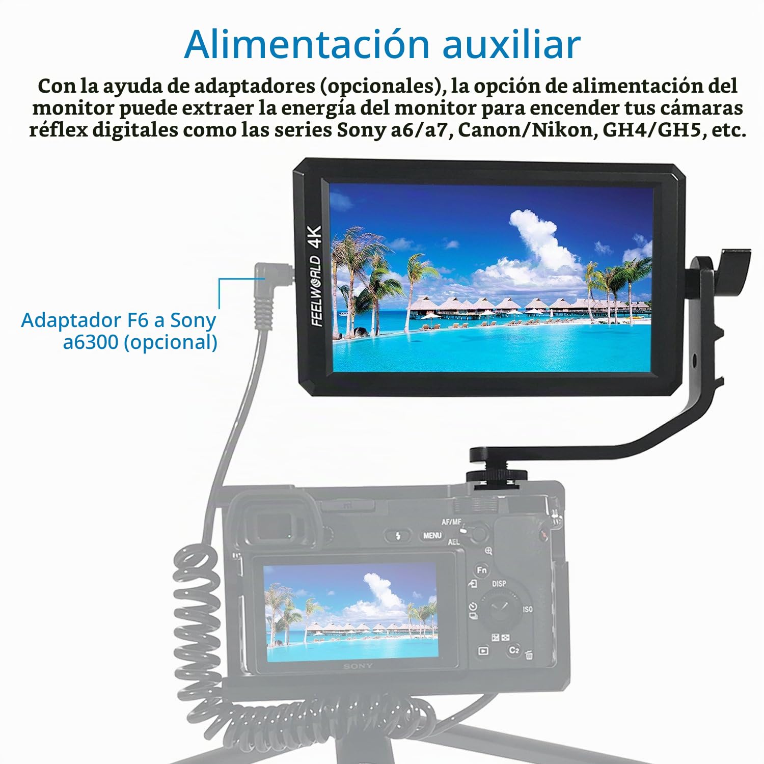 Feelworld F6 DSLR Monitor, 4K HDMI 5.7 "IPS 1920X1080 Field Monitor para cámara