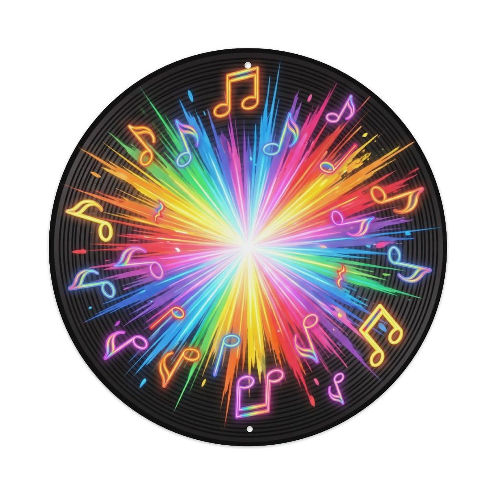 Colorful Music Vinyl Records Intense Rainbow Burst Metal Tin Sign