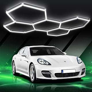 Plafonnier LED hexagonal pour garage-24pcs lot de tubes lumineux, éclairage de plafond LED super lumineux 192W 6500K pour garage, entrepôt, atelier, salle de sport, sous-sol, salle de lavage (5-Hex)