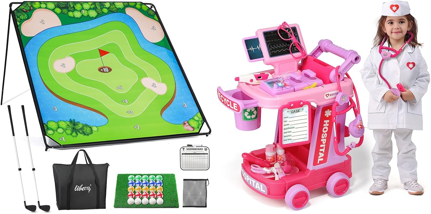 Liberry Toys for Boy Girl Christmas Bithday Gift Doctor Kit for Toddlers and Golf Chipping Game