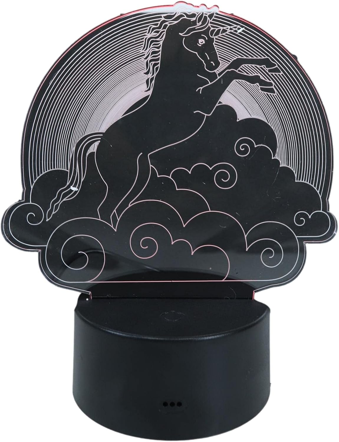 Ebros Gift Mystical Sacred Unicorn Riding Night Clouds Engraved Clear Acrylic Glass LED Night Light Legends and Fantasy Magic Courtesy Multi Color Nightlight USB Or Battery Powered