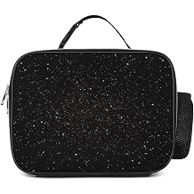 Lunch Bag Black Glitter Lunch Box for Women Men Reusable Insulated Lunch Tote Bag Portable Lunchbox