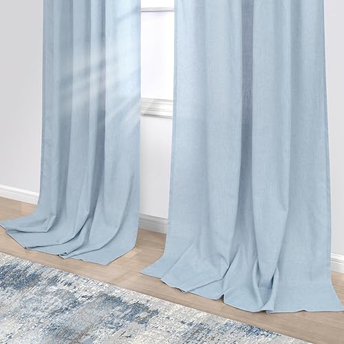 Miniatura 204 de KOUFALL Cortinas transparentes de lino de 90 pulgadas, cortinas para Sala Modernas 2025 De Lino Elegantes, cortinas personalizadas con pestaña