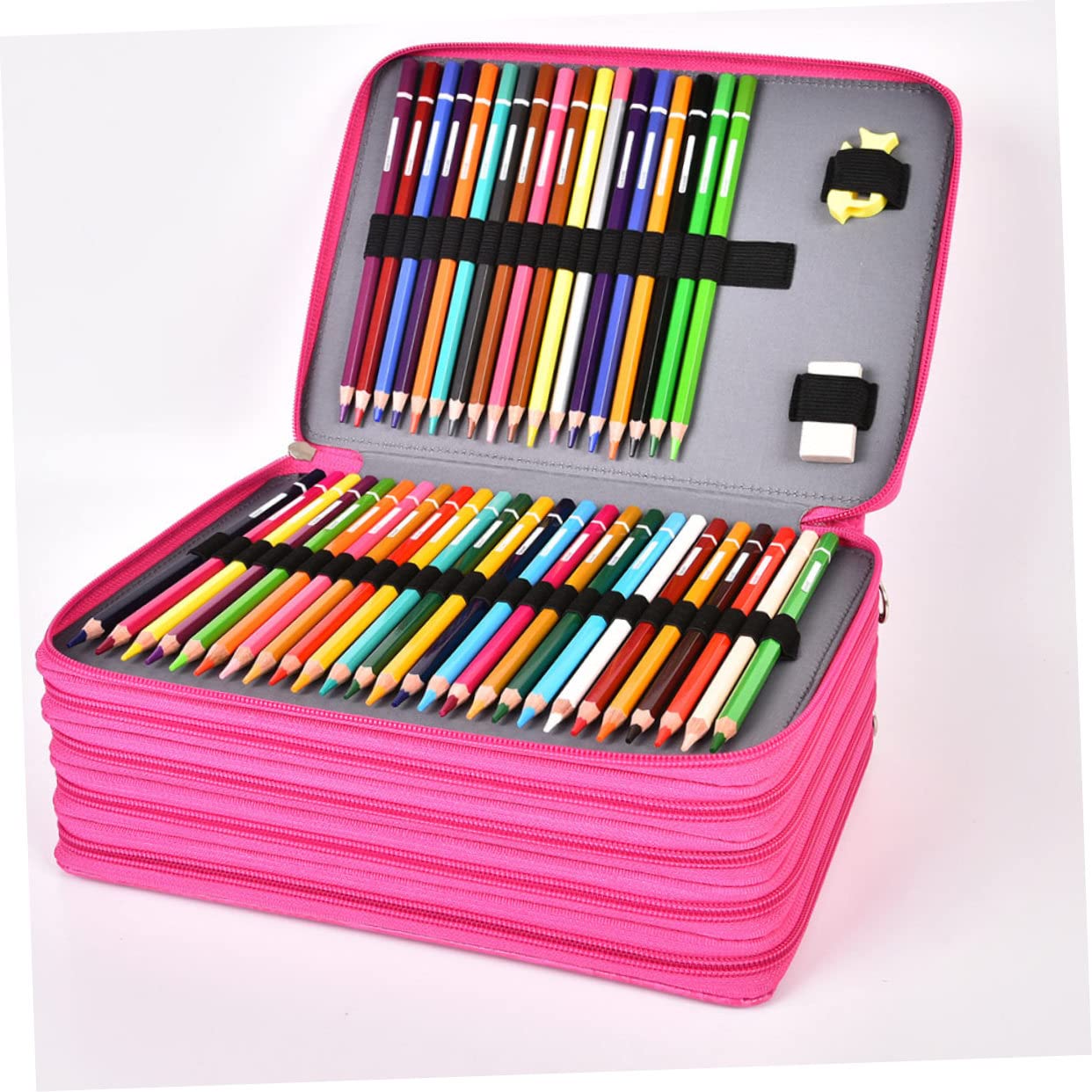 Astuccio Scuola Bambina Grande Capacità 252 Scomparti | Pu e Poliestere, Zip Pratica per Organizzazione di Penne e Accessori, Decorazioni Scuola