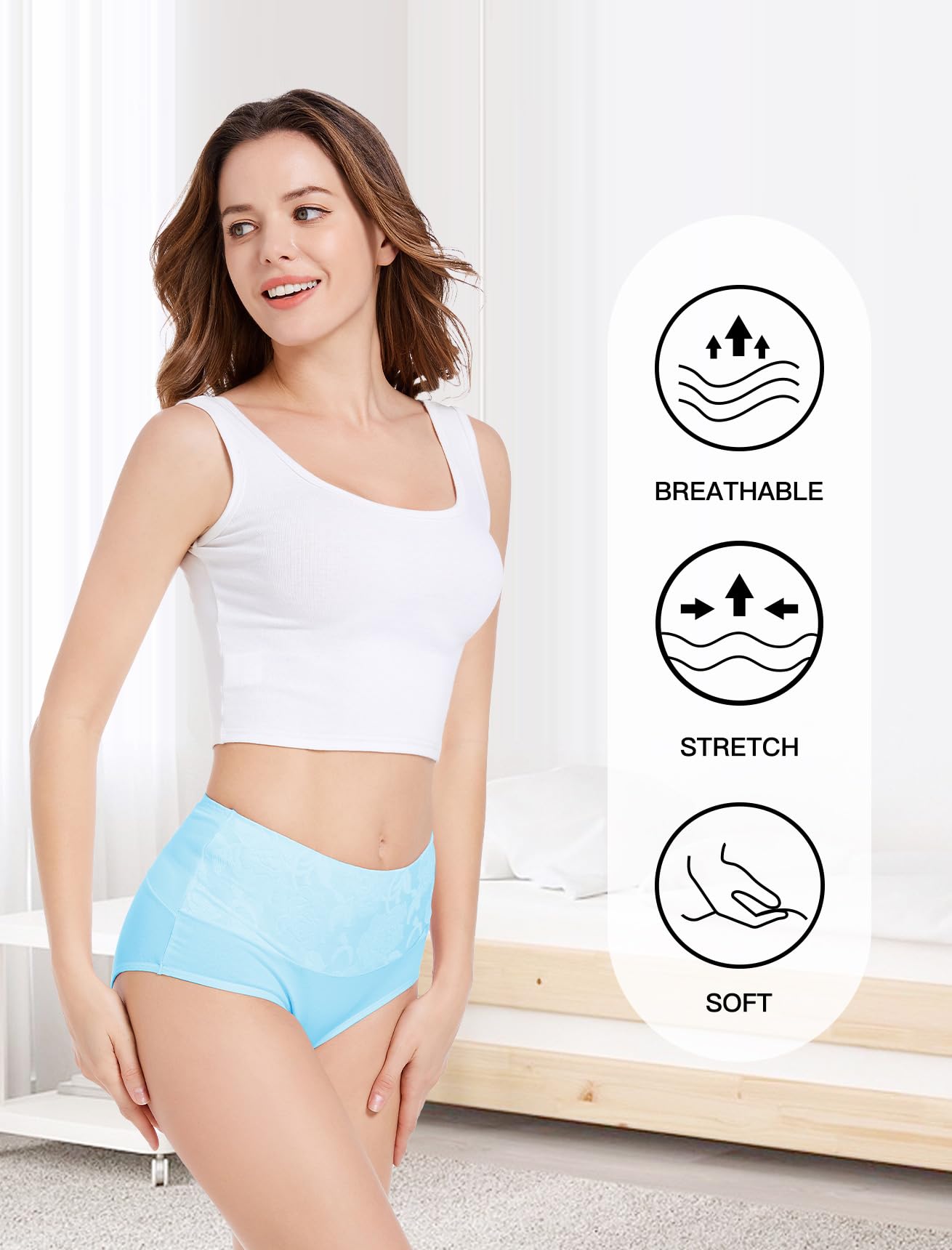 HAVVIS Women's High Waist Knickers Ladies Cotton Briefs Underwear Full Back Coverage Panties Plus Size Multipack