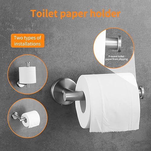 Miniatura 4 de Juego de accesorios de baño de níquel cepillado, juego de toallero de 24 pulgadas, juego de 10 accesorios de baño, incluye 2 paquetes de toallero de