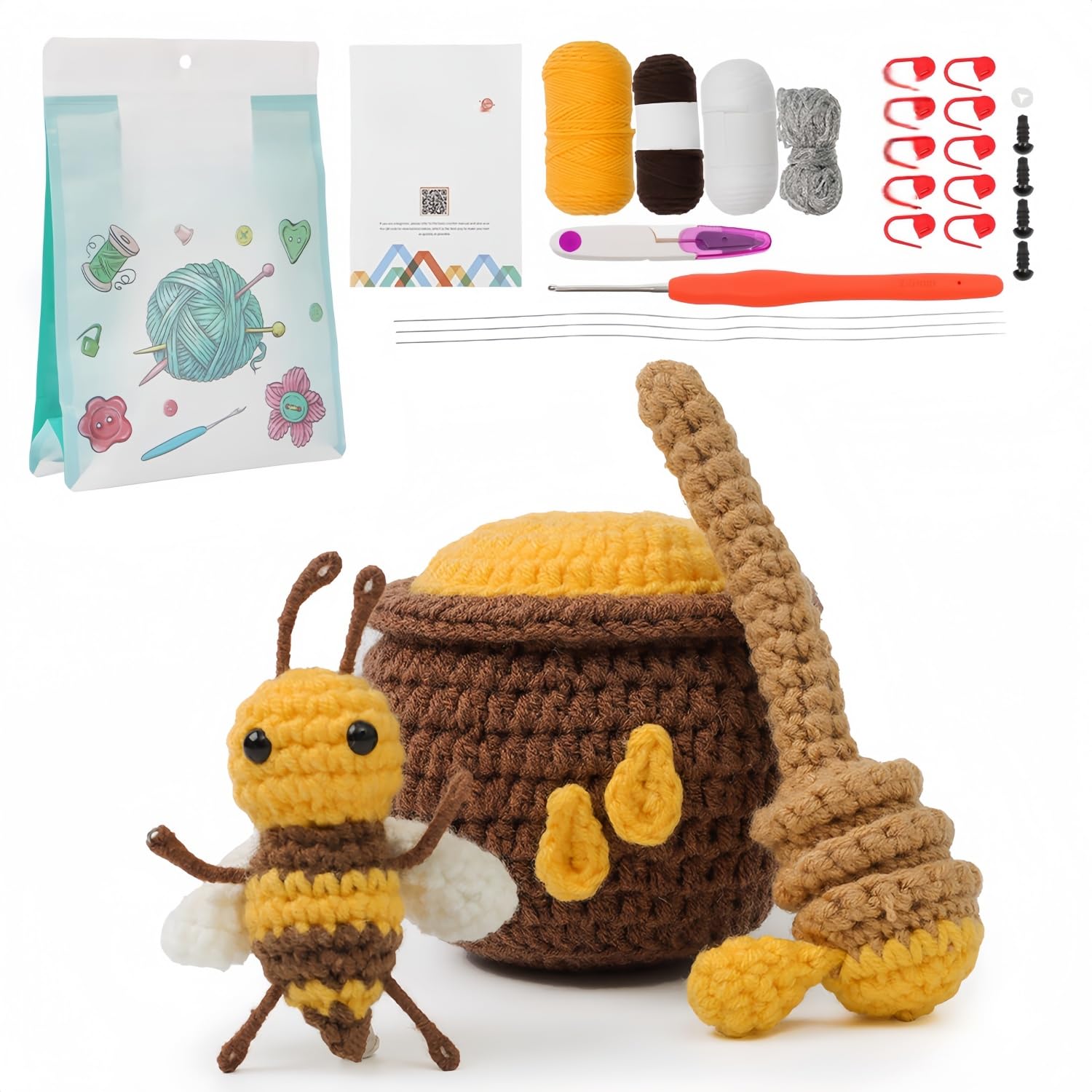 APOMNG Beginner Crochet Kit Starter Tool Set for Adults Complete Zero Base Beginners Knitting Crocheting Kit with Step by Step Video Tutorials
