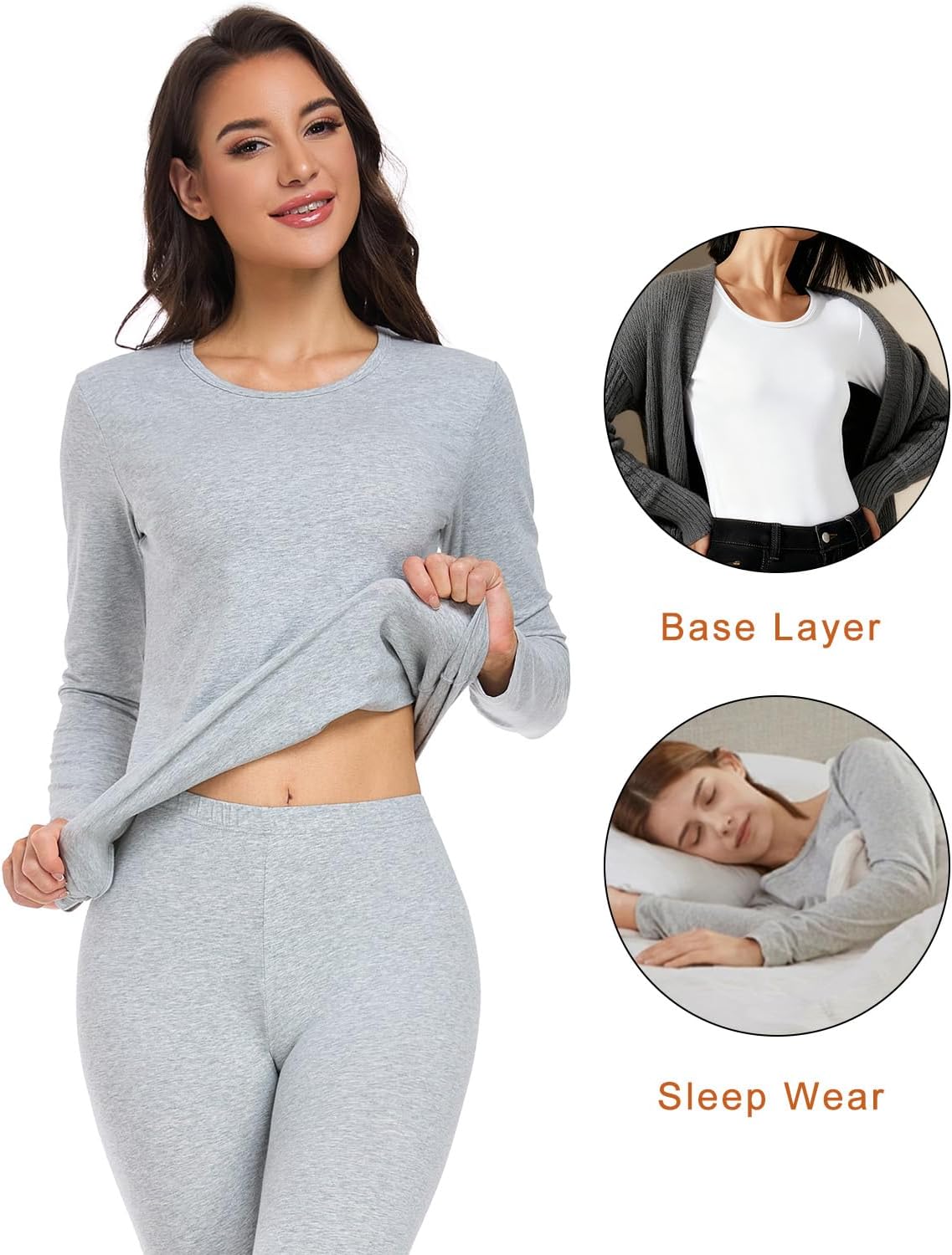 wirarpa Women's Cotton Thermal Underwear Set Lightweight Long Johns Base Layer Pajama Set for Women Top Bottom - Image 3