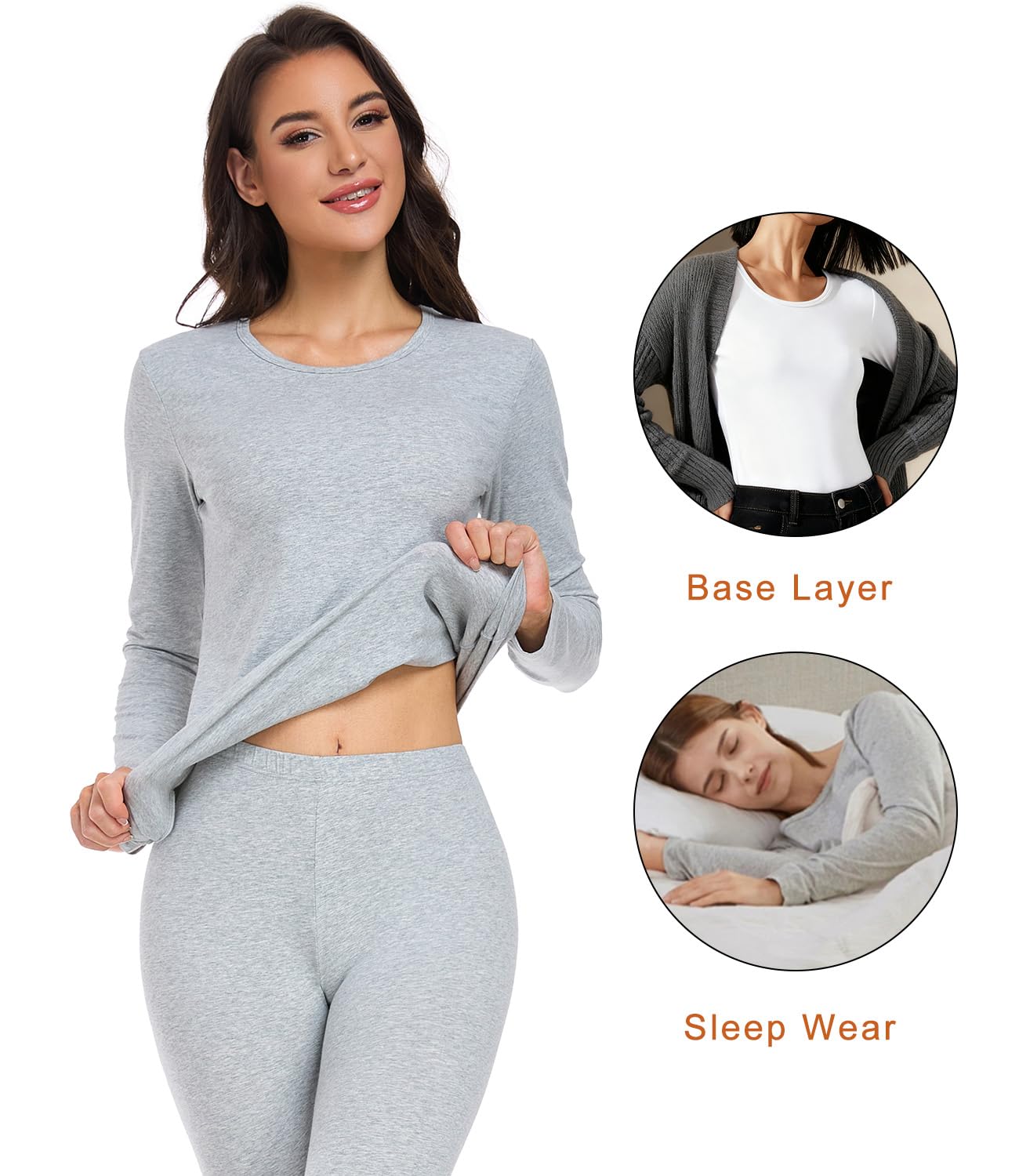 wirarpa sous Vetement Thermique Femme Légers Ensemble Haut Manches Longues et Pantalon