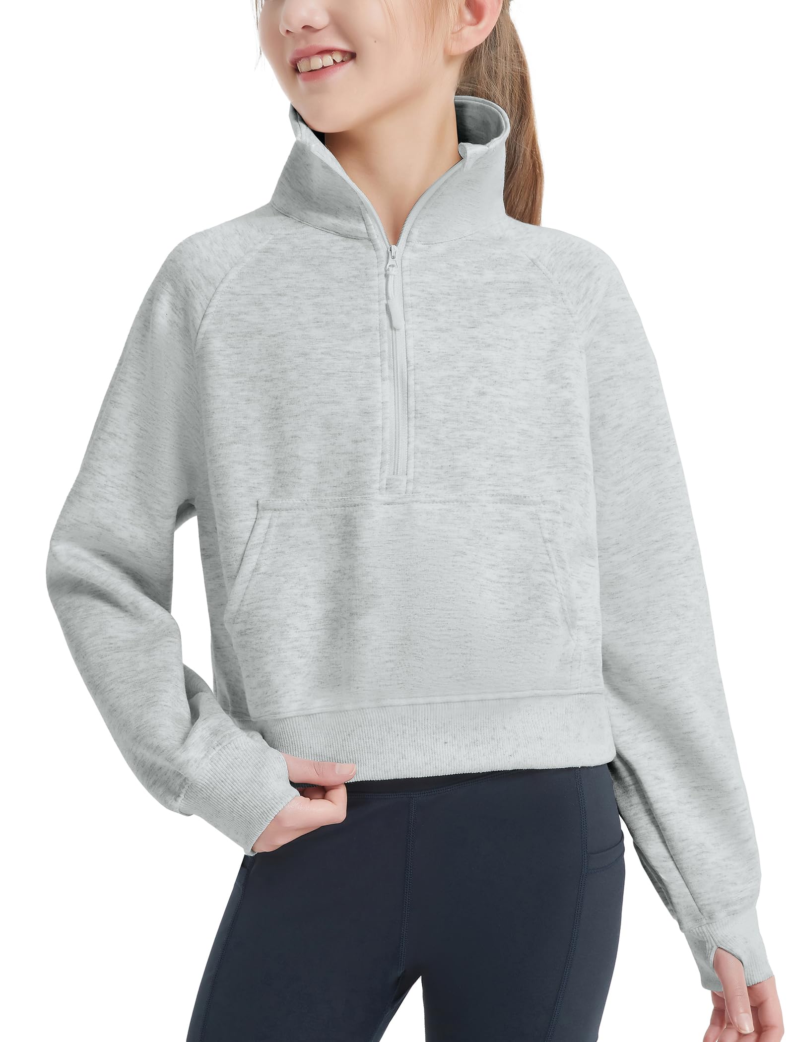EXARUS Felpe da ragazza ritagliata/oversize con cappuccio pullover a maniche lunghe con tasca casual scuola per bambini 6-14 anni