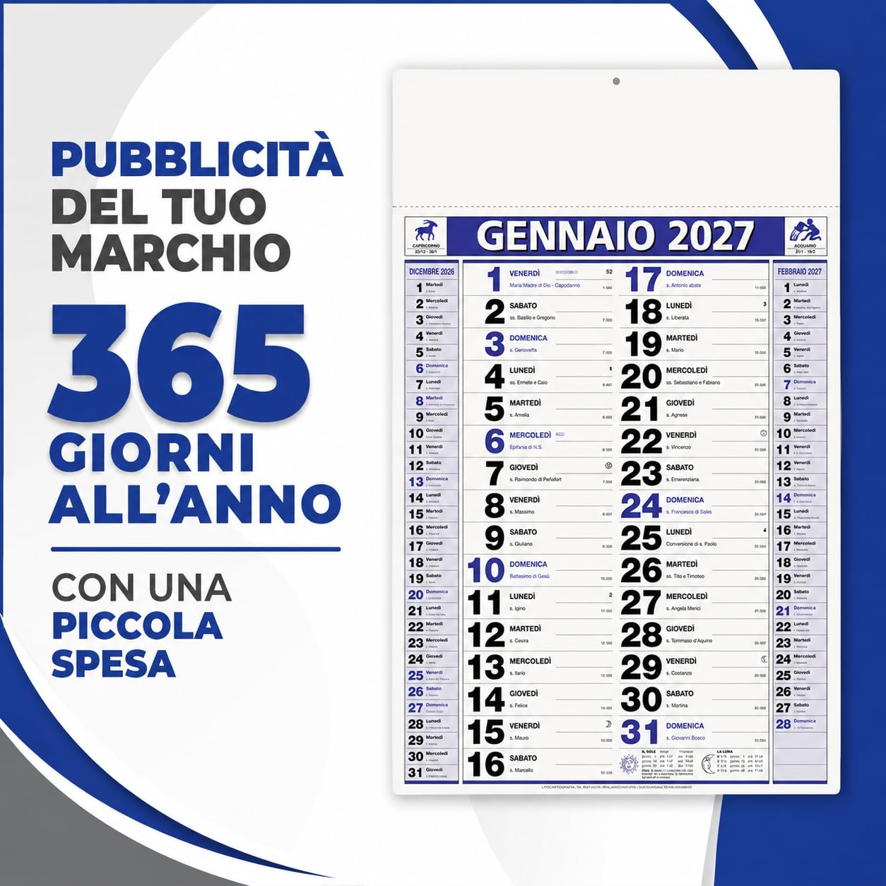 Calendari Personalizzati 2027 in Stock da 100 Pezzi Olandesi Grandi da Muro Notes sul Retro per Gadget Pubblicitari di Fine Anno e come Omaggio per i Clienti o Regali Aziendali | PA646