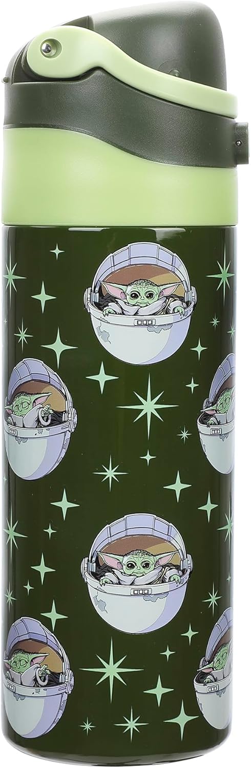 Bioworld The Mandalorian and Grogu 24 Oz. Stainless Steel Tumbler With Flip-Top Lid - Image 3