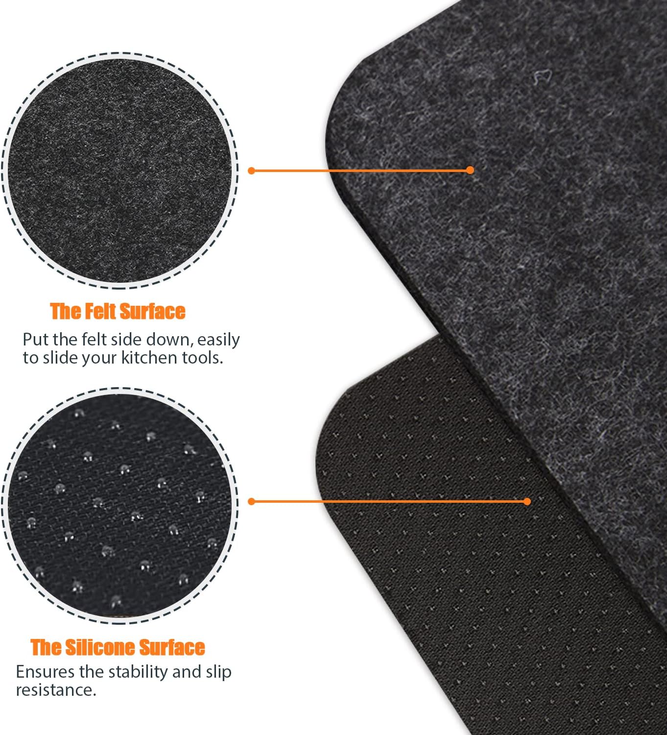 Heat Resistant Mat for Air Fryer, 3PCs Pcs Kitchen Countertop Heat Protector Waterproof Mat, Appliance Slider Mat for Air Fryer, Coffee Maker, Blender, Microwave,Stand Mixer (44X30cm)