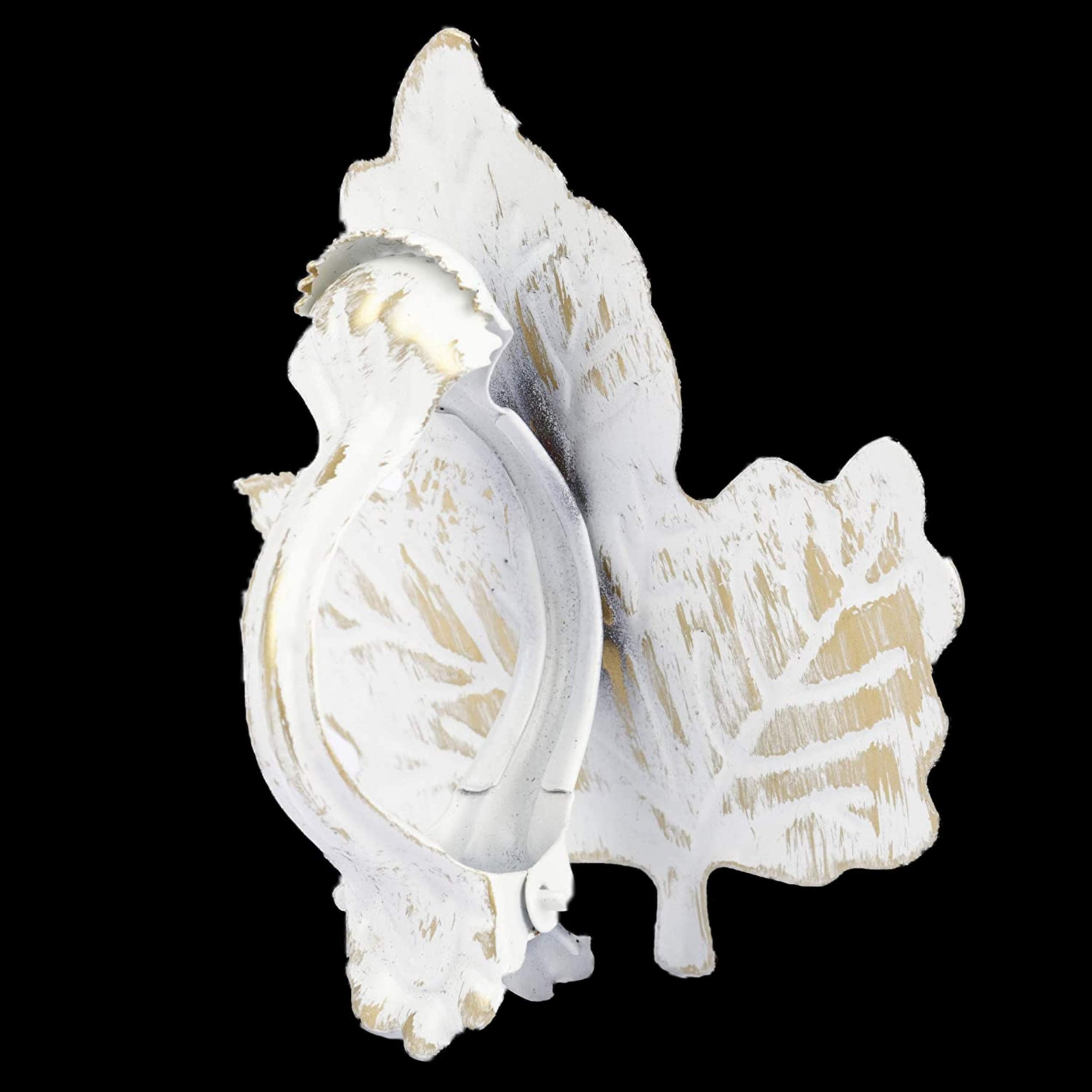 Lot De 2 Embrasses Rideaux Style Feuille - Pinces Décoratives Or Blanc Patiné | Attache Rideaux Élégante 11x4x20 Cm