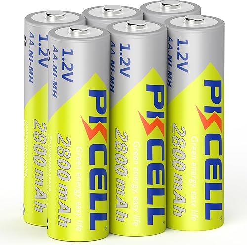 PKCELL Baterías AA recargables, 1.2 V 2800 mAh NiMH de baja autodescarga, doble A, batería de alta capacidad y precargada para luz solar al aire
