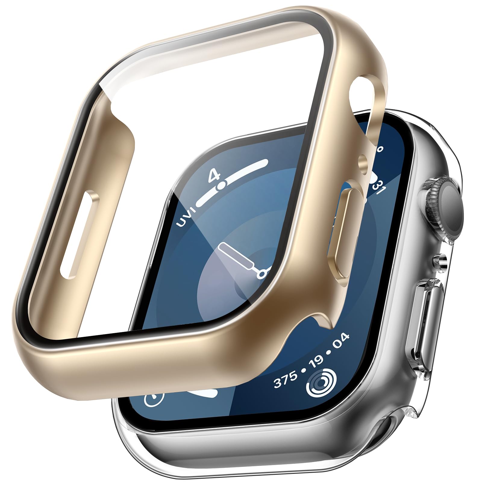 TAURI 2 Pack Hard Case for Apple Watch SE 3 /Series 6/5/4 /SE 44mm with 9H Tempered Glass Screen Protector, [Touch Sensitive] [Full Coverage] Slim Bumper Protective Cover for iWatch 44mm - Black — view 18