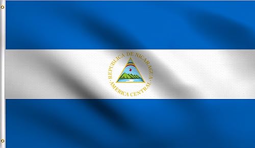 DMSE Nicaragua Nicaraguans Nicaragüenses Nica Nicoya Pinolero Bandera española 3 x 5 pies 100% poliéster 100D resistente a los rayos UV (3 pies x 5
