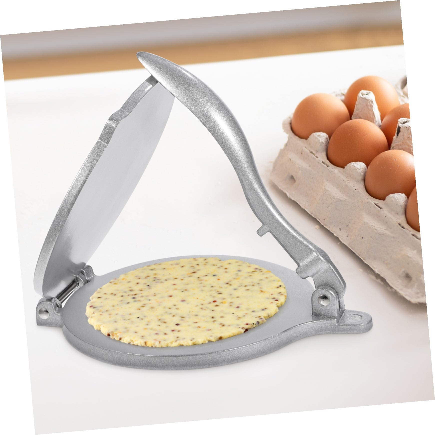 TOYANDONA Pressa Funzione Tortilla per in Argento Lega Forma Alluminio e di Rotonda Eco-friendly Impasto di Riso e Farina, per Cucina e Ragazzo Ragazza