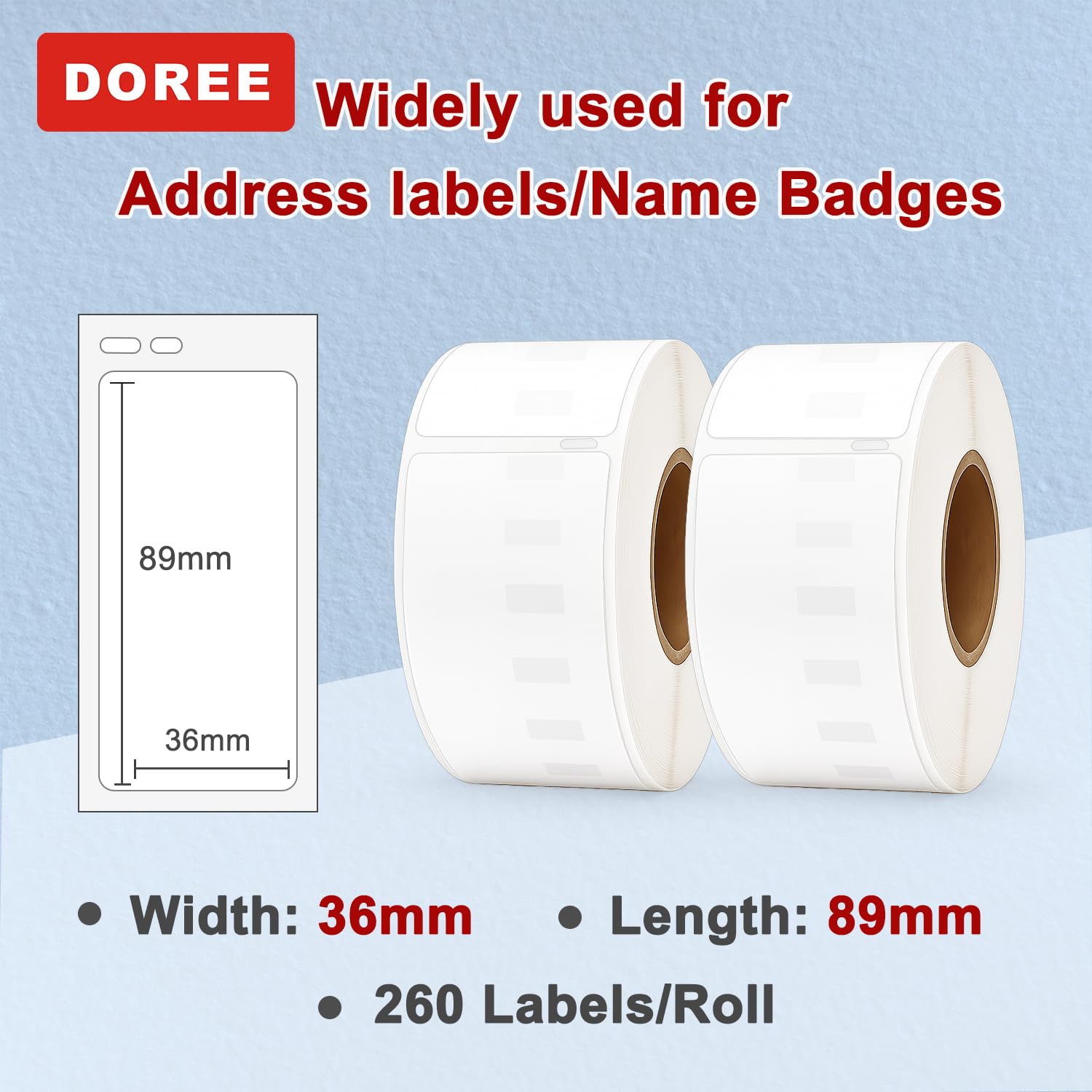 DOREE (10pack) 99012 S0722400 Adress-Etiketten 36 mm x 89 mm | kompatibel mit Dymo Labelwriter Drucker 4XL 450 400 330 320 310 Twin Turbo Duo Seiko SLP 450 430 420 400 240 220 200 120