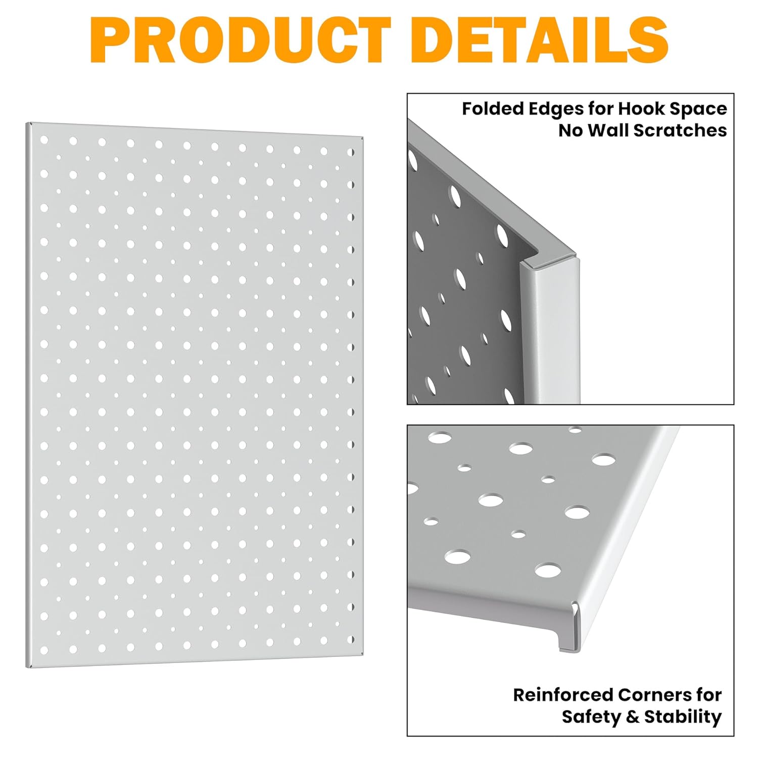 Pegboard Smith Metal Pegboard Panels, 16" x 12" Heavy-Duty Steel Peg Boards for Garage Tool Storage, Wall-Mounted Pegboard Organizer System (Pack of 4, Gray)