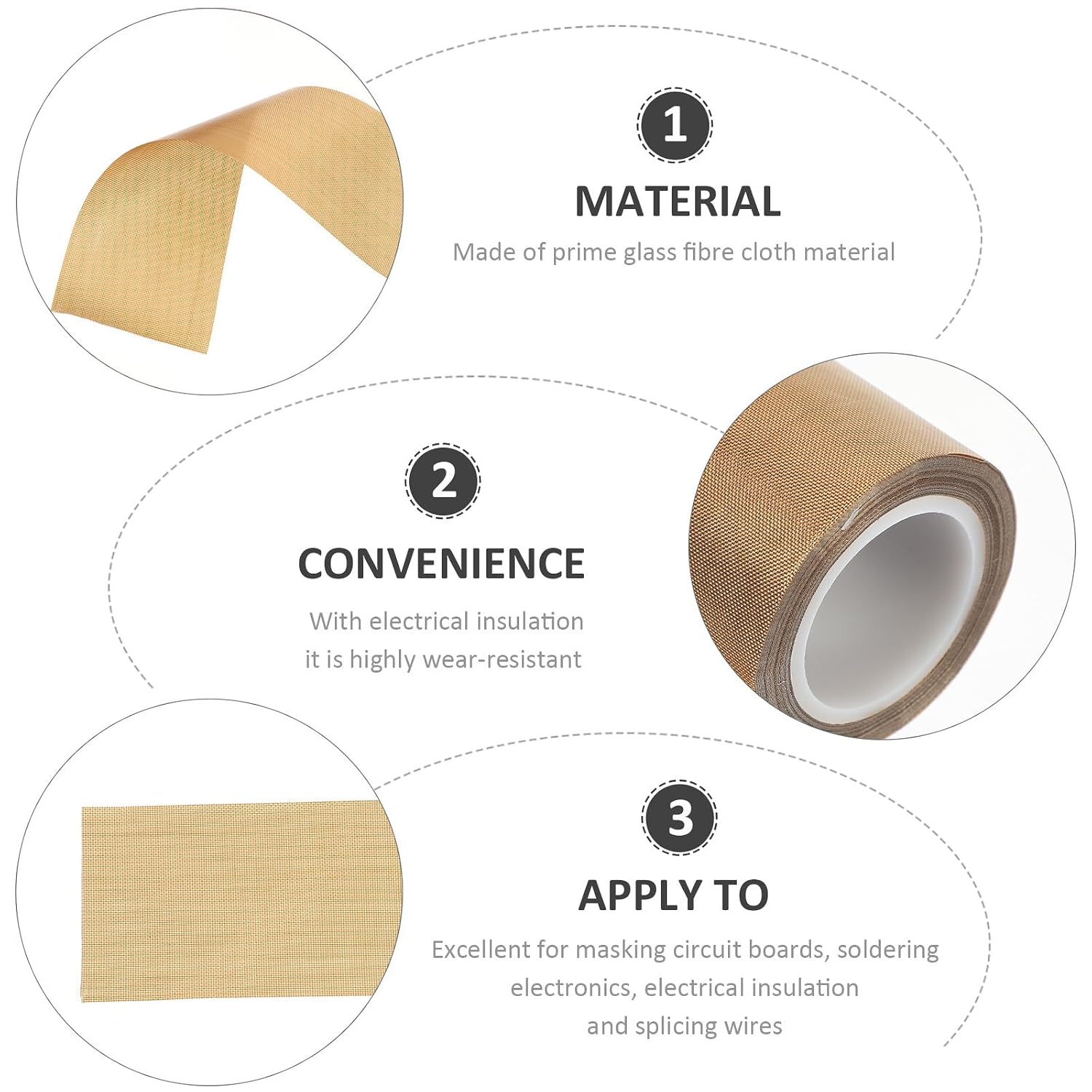 FUOYLOO Professional High Temperature Electrical Insulation Tape Thick Heat Resistant Adhesive Tape for Industrial and Electrical Applications