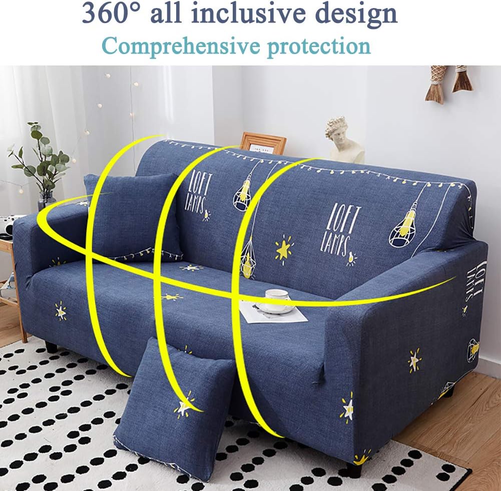 Home use 1/2/3/4 Seater Polyester Sofa Cover Universal Stretch Sofa Slipcovers Armcr Sofa Furniture Protector Stretch Elastic Fabric Slip Cover Washable Not Easy to Fade Sofa Cover (E 2 seaters)