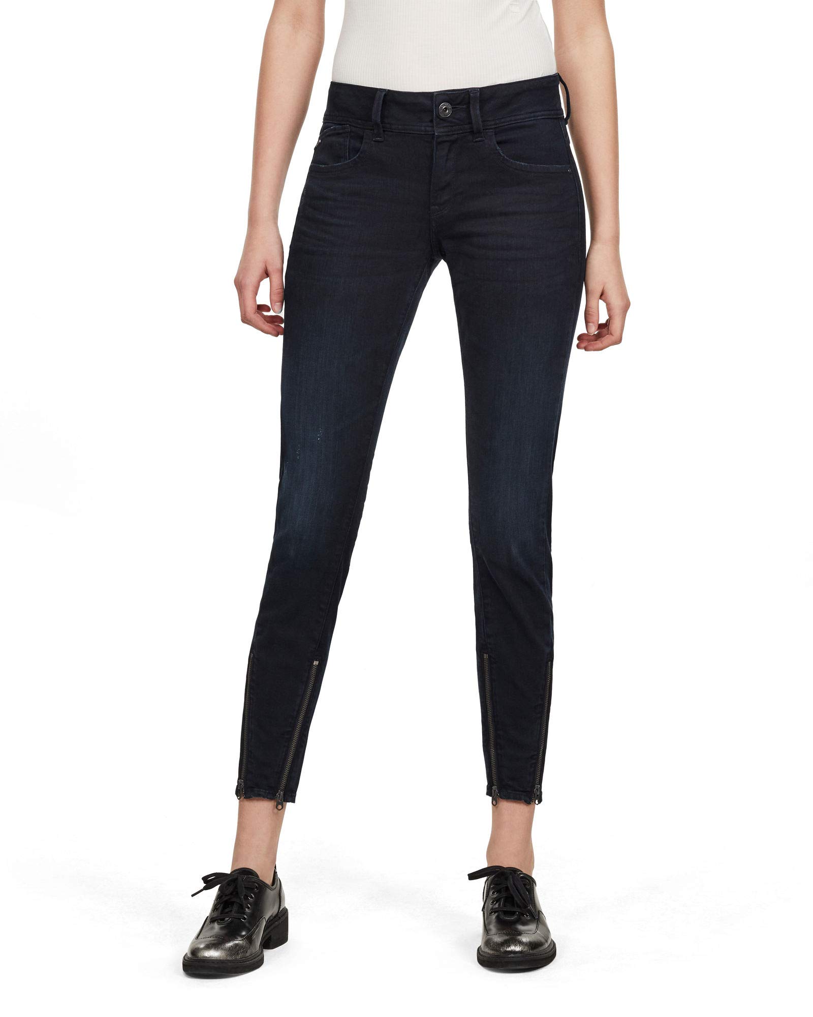 G-Star Para Mujer Jeans Lynn 2-Zip Mid Skinny Ankle, Azul (worn in night destroyed D16095-8971-B187), 26W / 32L