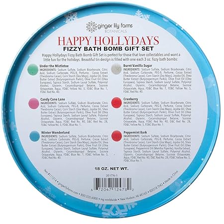 Amazon Com Ginger Lily Farm S Botanicals Happy Hollydays Bath Fizzy Bomb Gift Set Beauty Personal Care