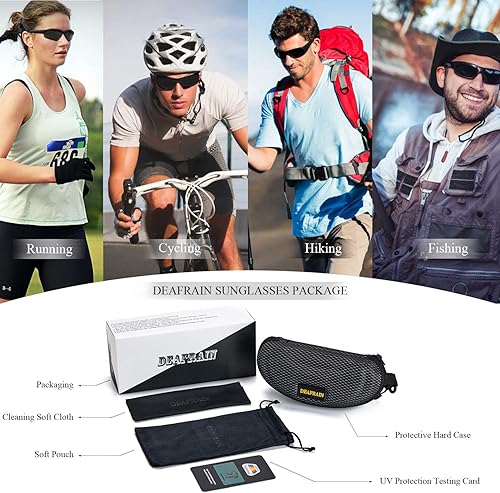 Miniatura 6 de DEAFRAIN Gafas de sol deportivas polarizadas para hombres y mujeres, ciclismo, correr, pesca, TR90, marco irrompible, protección UV