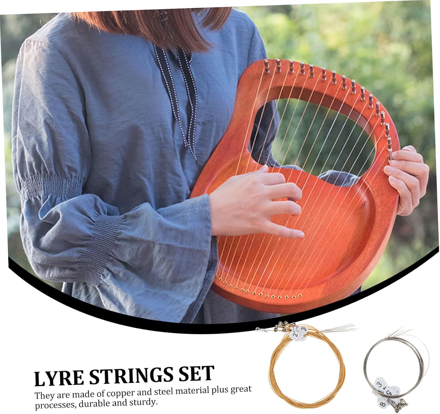 Hemoton 5sets Lyre Strings Replacement String Metal Lyre Parts for Musical Instruments and Easy to Replace for Beginners and Professionals Quick Tuning and Smooth Note Transition