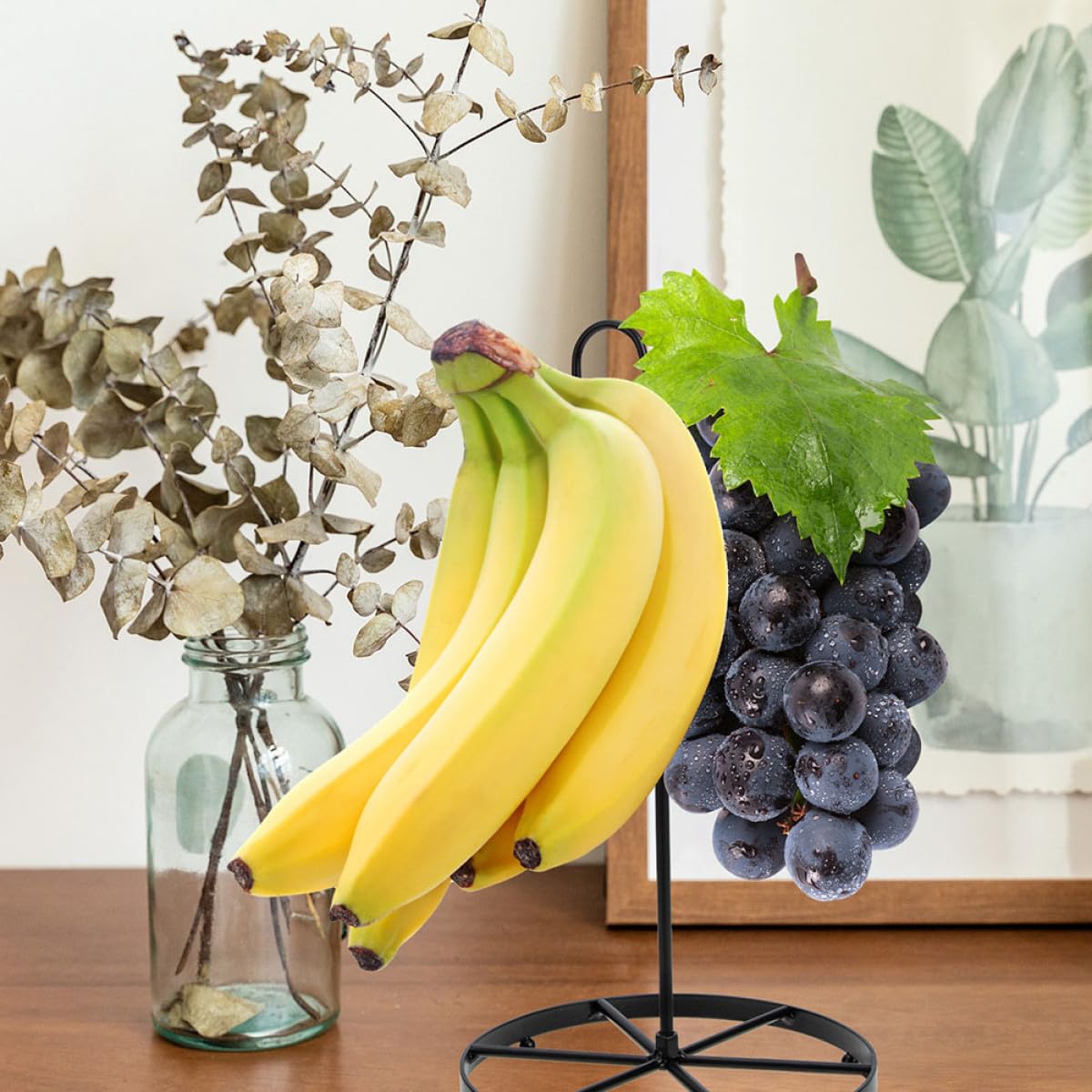Supporto Naturale Gancio Banane Nero per Ferro in Design Semplice e Funzionale Conservazione Piano Cucina