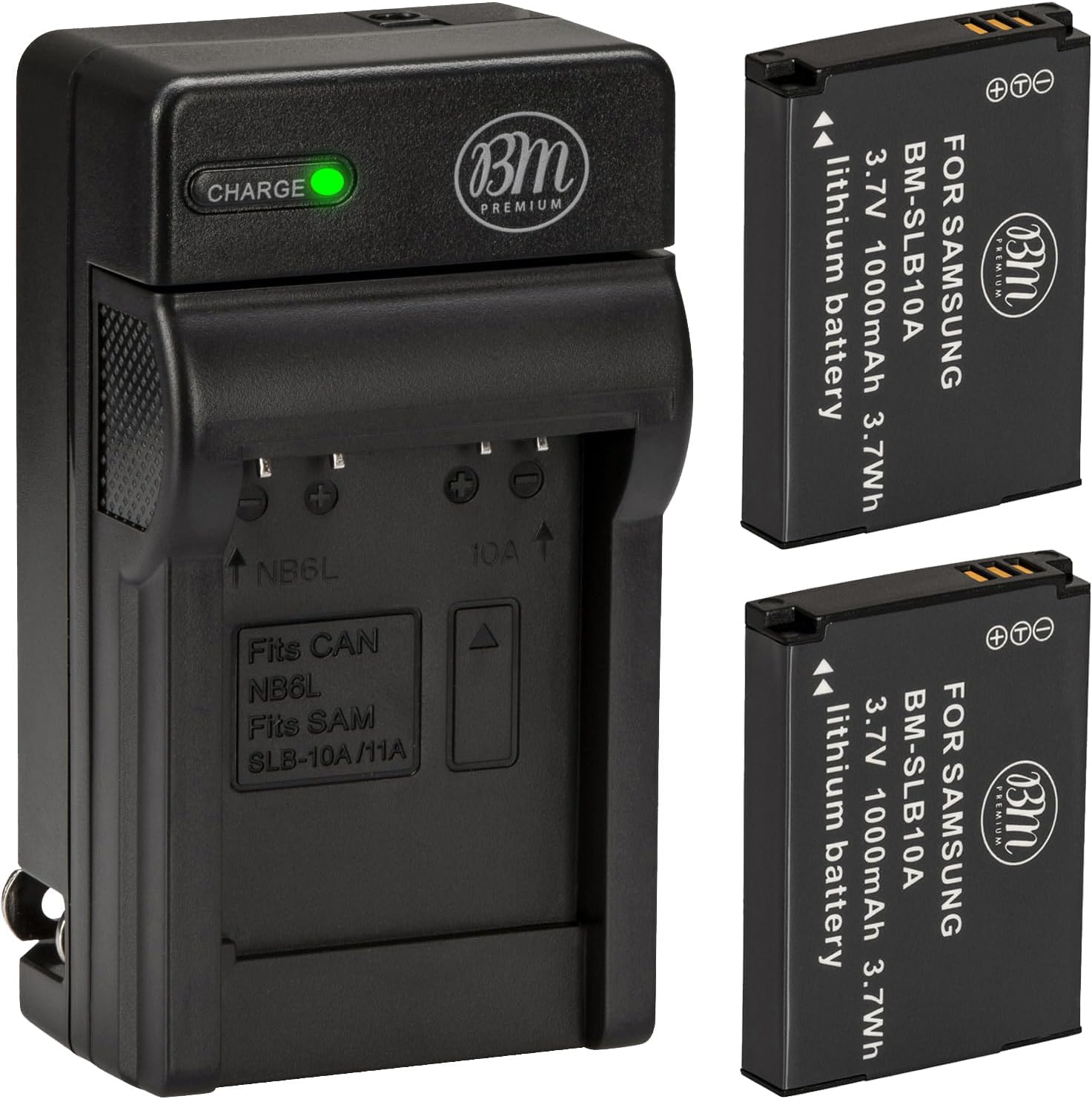 BM Premium Pack of 2 SLB-10A Batteries and Battery Charger for Samsung EX2F HZ15W SL202 SL420 SL620 SL820 WB150F WB250F WB350F WB750 WB800F WB850F WB1100F Digital Cameras