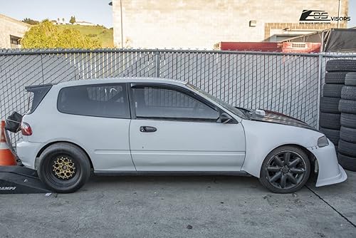 Miniatura 3 de Repuesto para modelos Honda Civic 23 Dr Coupé y Hatchback 1992-1995  Viseras EOS JDM estilo cinta adhesiva, color humo, viseras laterales,