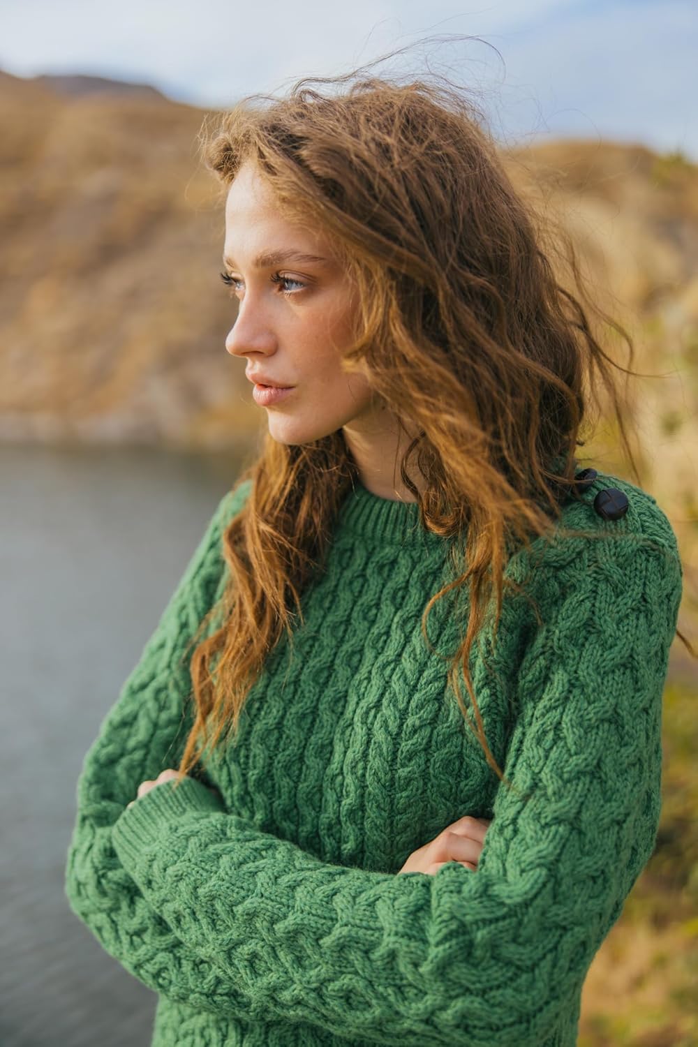 SAOL Women's 100% Merino Wool Side Button Sweater Fit Knitwear - Image 7