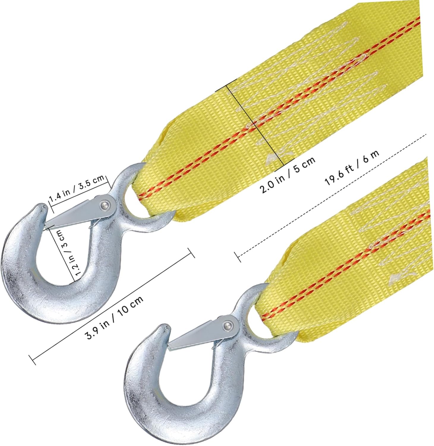 6m Vehicle Recovery Tow Strap Heavy-Duty Towing Rope Hooks for Automotive Emergency Multi-Purpose Utility Trailer Accessory Load Capacity for Cars Suvs Atvs