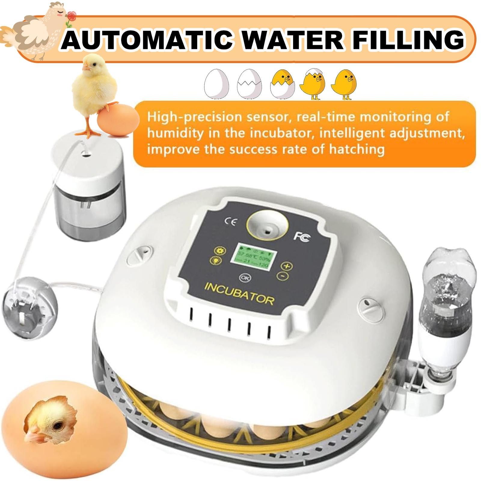 Incubadora Huevos Gallina - Incubadora AutomáTica De 22huevos Controles AutomáTicos De Temperatura Y Humedad HigróMetro Y Pantalla Led Digital, para Incubar Pollos, Codornices Y Patos
