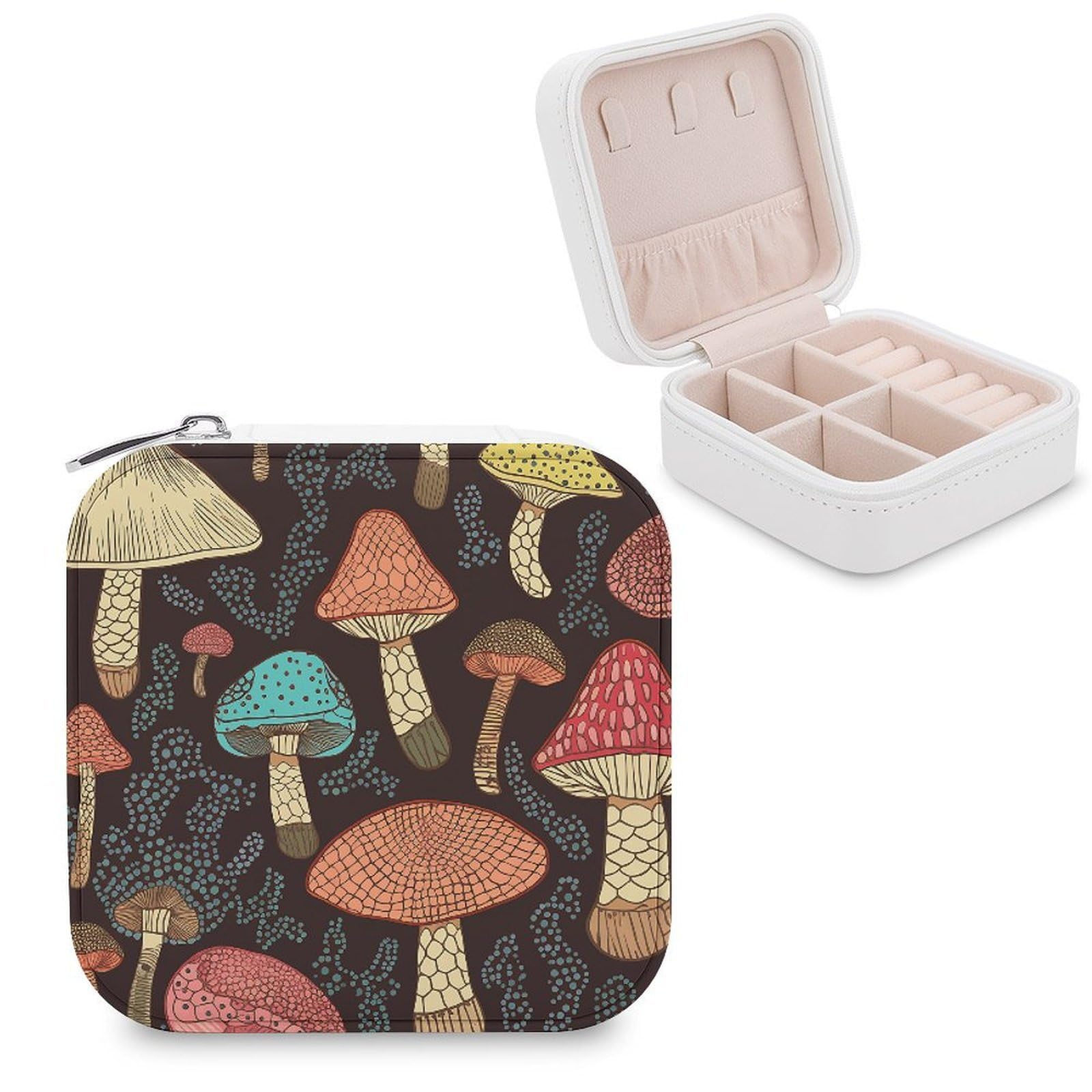 VstaDank Mushroom Jewelry Box for Women Custom Travel Jewelry Case Personalized Travel Jewelry Boxes Small Portable Jewelry Organizer Box for Rings Necklaces Bracelets Earring