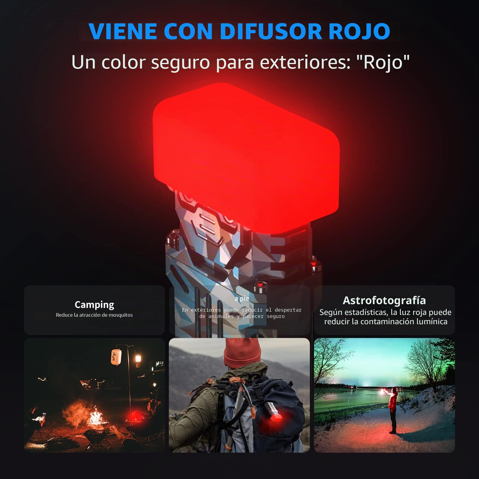 WUBEN X2 Linterna LED alta potencia 1800 lúmenes Antorcha LED recargable, mini Linterna 3 LED, 6 modos IP68 Linterna portátil impermeable para acampar, al aire libre, emergencia