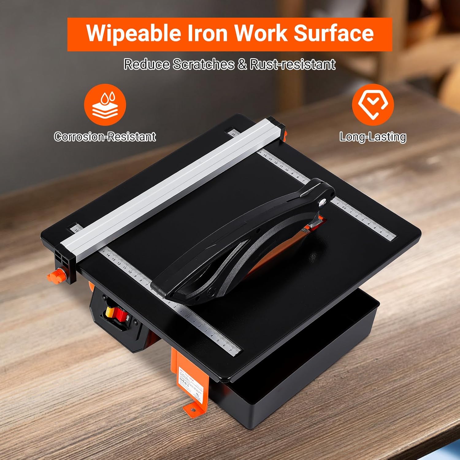 7 inch Wet Tile Saw, 3450 RPM, Bevel cuts tile from 0 to 45 Degrees, Tile Cutter Wet Saw with Water Reservoir for Cutting Tiles and Stones, for DIY Enthusiasts