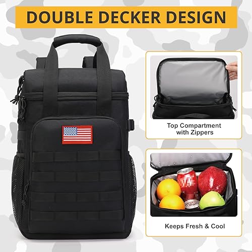 Miniatura 6 de Mochila térmica táctica, mochila de almuerzo para hombres y adultos, para trabajo con asa, mochila térmica suave aislada, impermeable, a prueba de