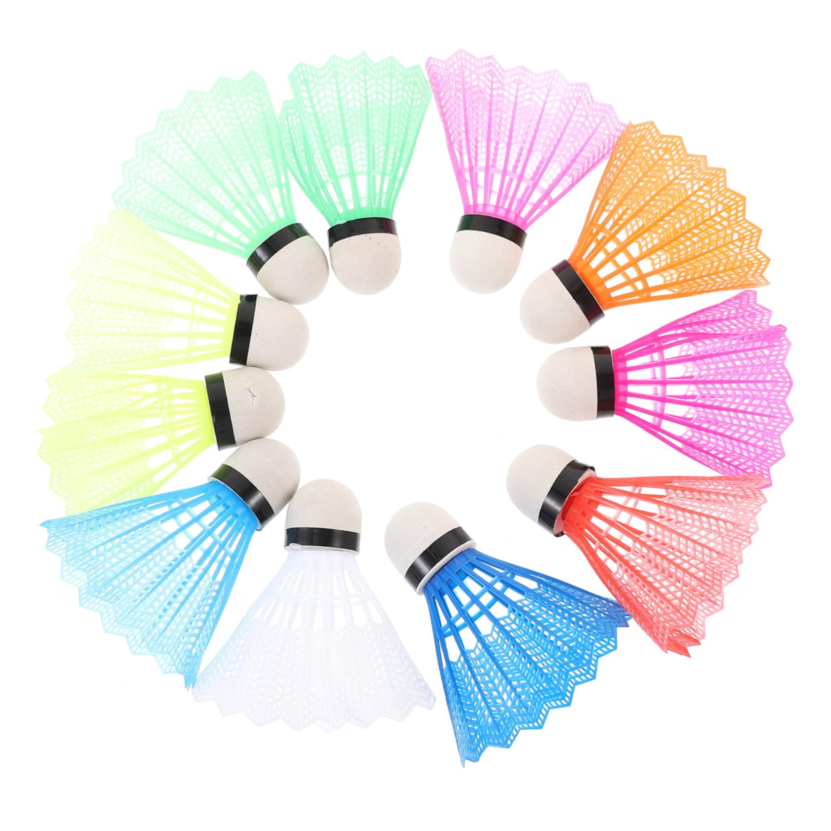 Abaodam 20pcs Neon Plastic Badminton Birdies Jumbo Shuttlecocks Colorful Badminton Balls for Training Random Color