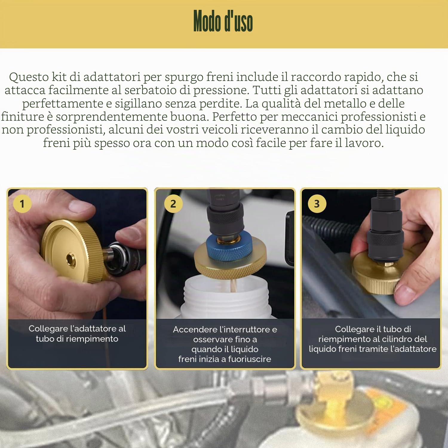 Kit di adattatori per lo spurgo del liquido dei freni da 17 pezzi, kit di spurgo del liquido dei freni del cilindro principale, kit di spurgo del liquido dei freni per la maggior parte dei
