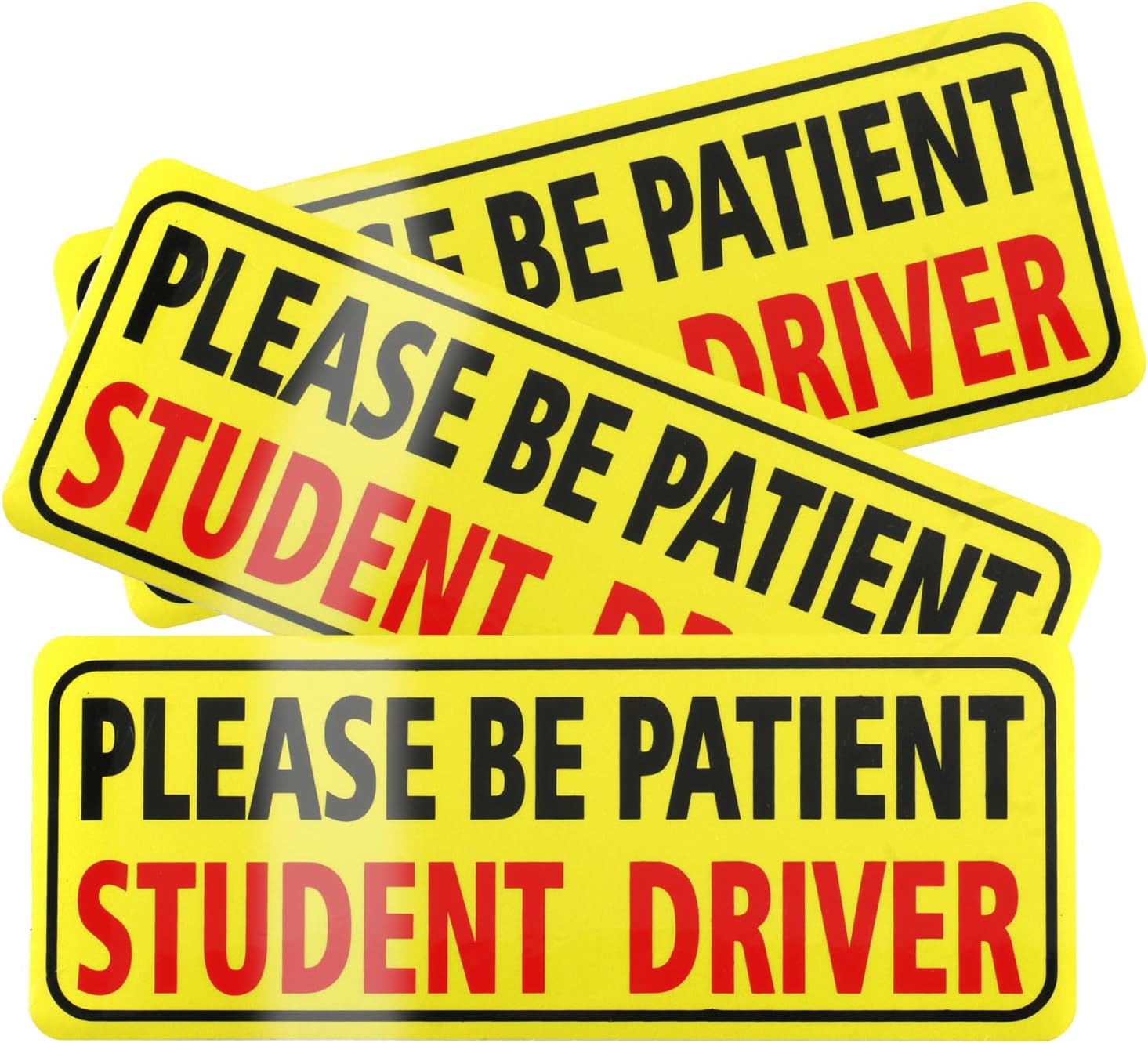 JUSTTOP 3pcs Student Driver Sticker for Car, Please Be Patient Student Driver Stickers, New Drivers Sticker,Non Magnetic Reflective Rookie Driver Bumper Sticker(Black&Red)