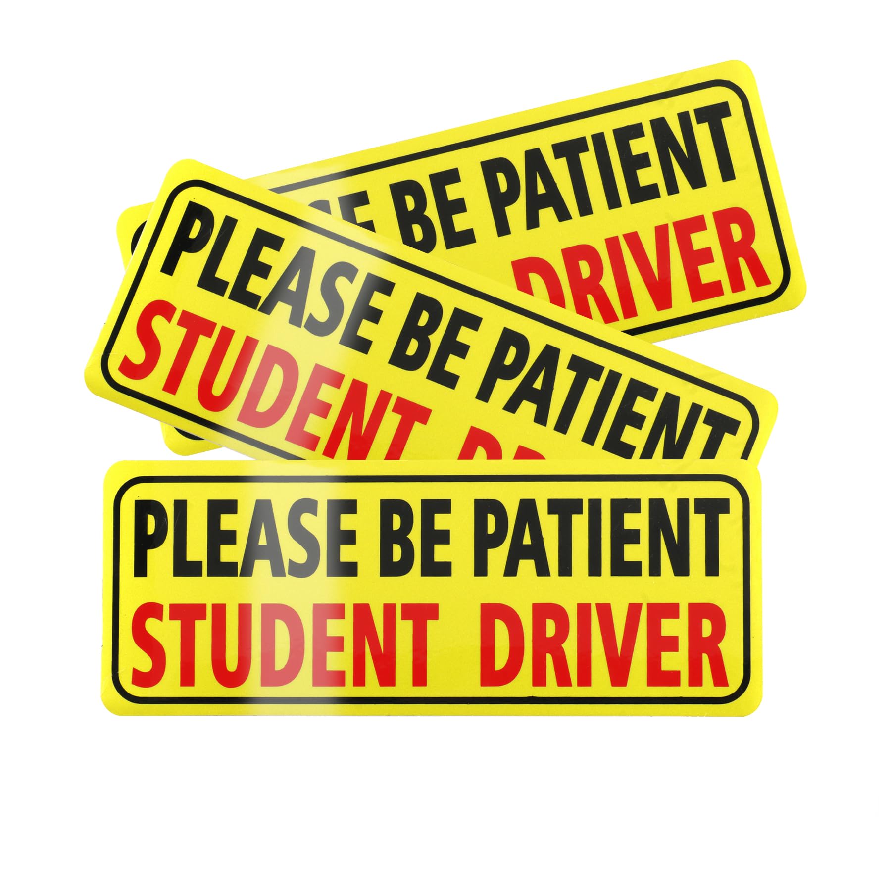 JUSTTOP 3pcs Student Driver Sticker for Car, Please Be Patient Student Driver Stickers, New Drivers Sticker,Non Magnetic Reflective Rookie Driver Bumper Sticker(Black&Red)