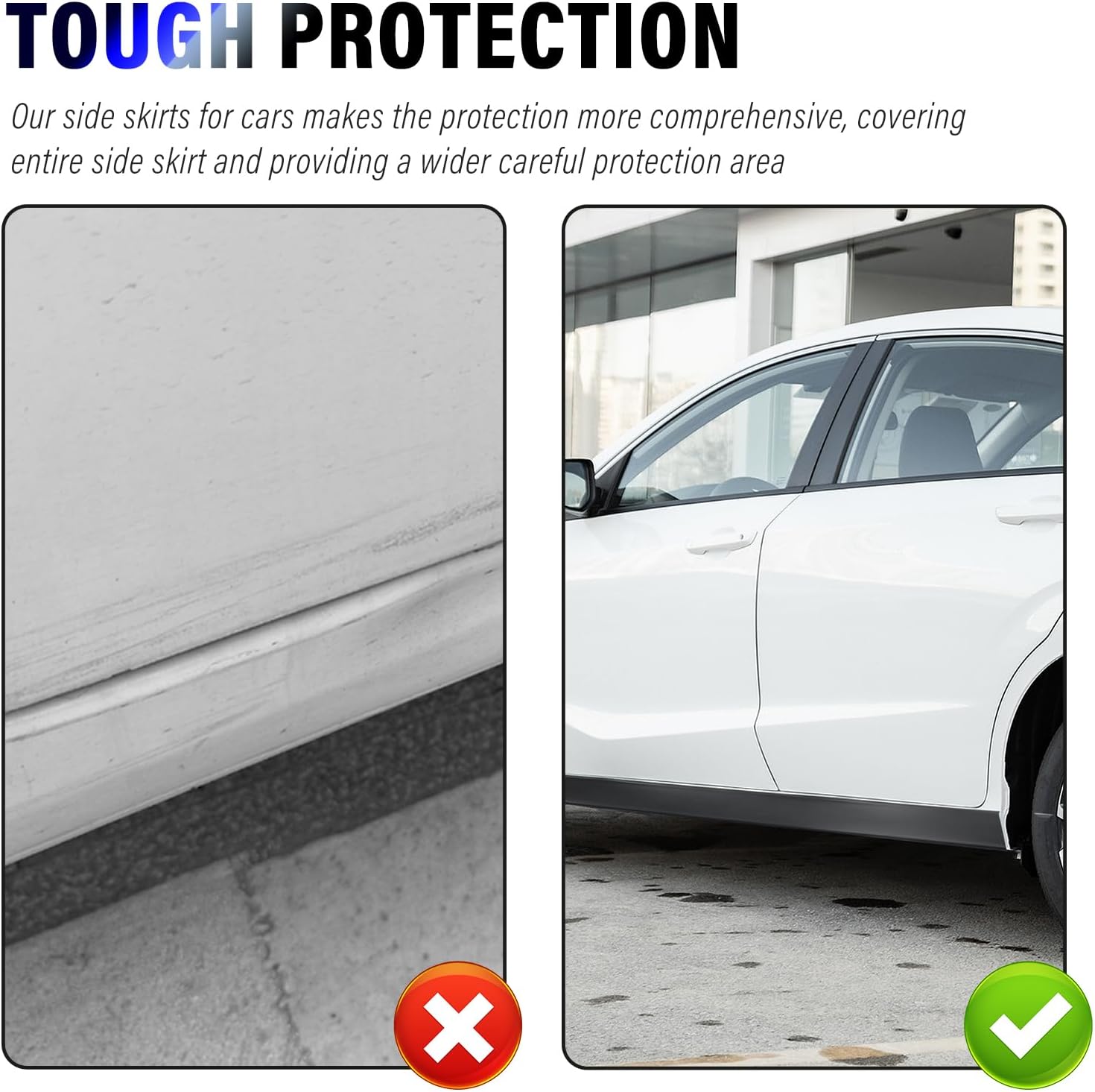 13Ft x 3.15In Side Skirts for Cars Protector,Flexible Rubber Bumper Guard for Cars for Side Sills,Front/Rear Bumpers,Cuttable Car Bumper Protector Guard for Most Vehicles