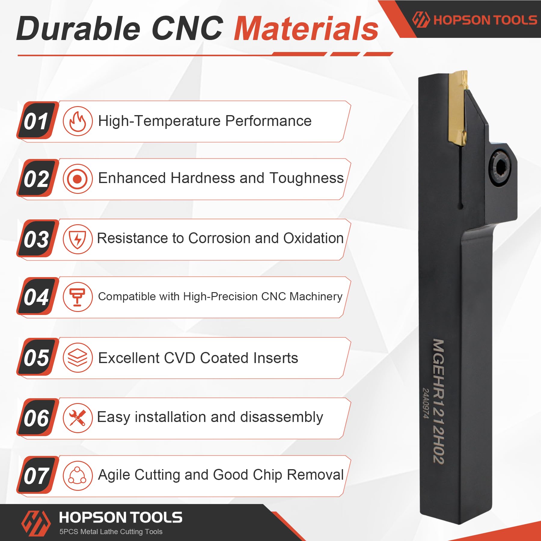 Juego de 10 cinceles de carburo de tungsteno, vástago de 12 mm, 5 plaquitas y 5 soportes para torneado de metal, en estuche de aluminio