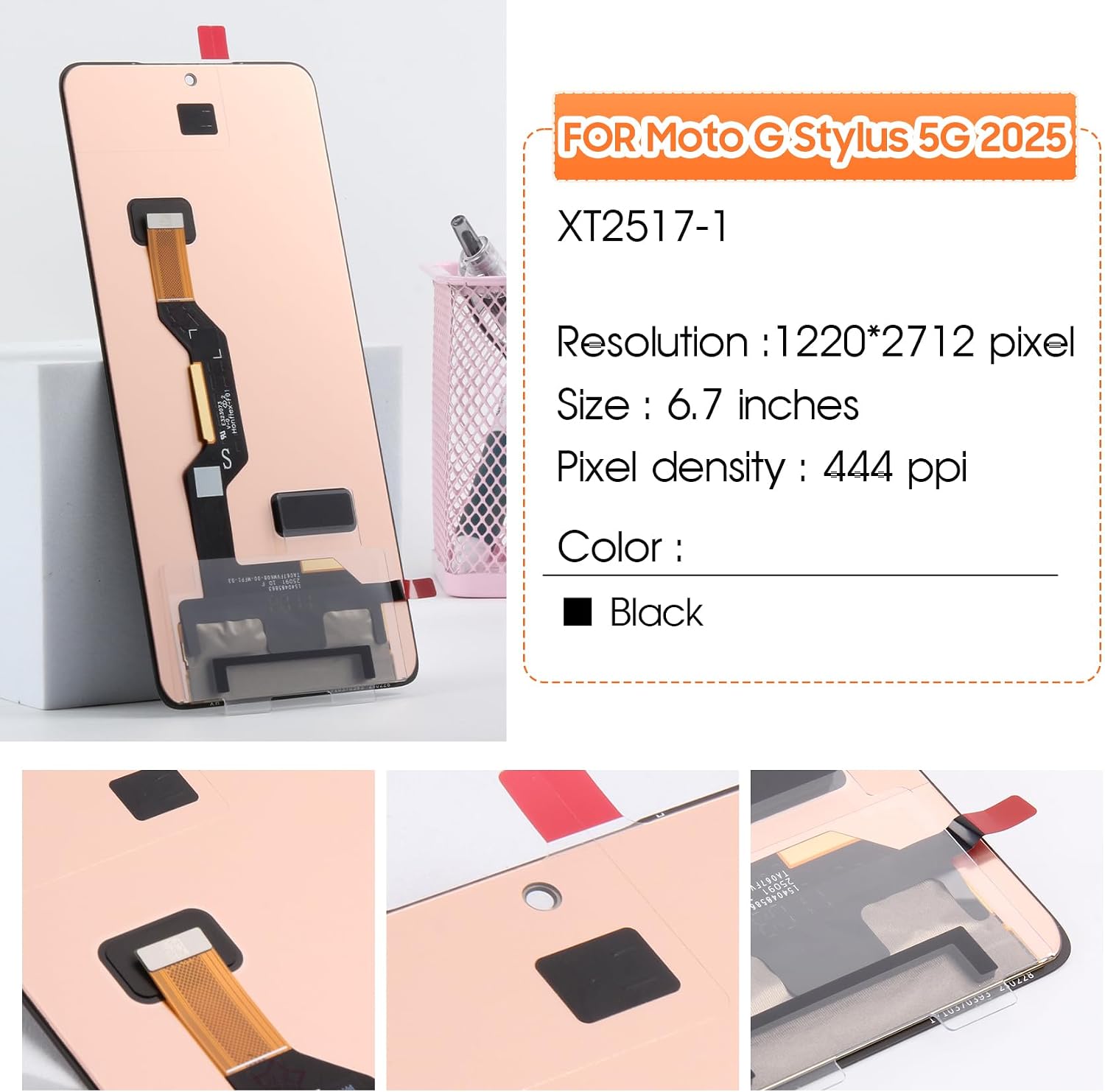 Screen For Motorola Moto G Stylus 5G 2025 Screen Replacement For Moto G Stylus 5G 2025 LCD Screen XT2517,XT2517-1 Touch Display Digitizer Assembly Repair Parts(Black No Frame)